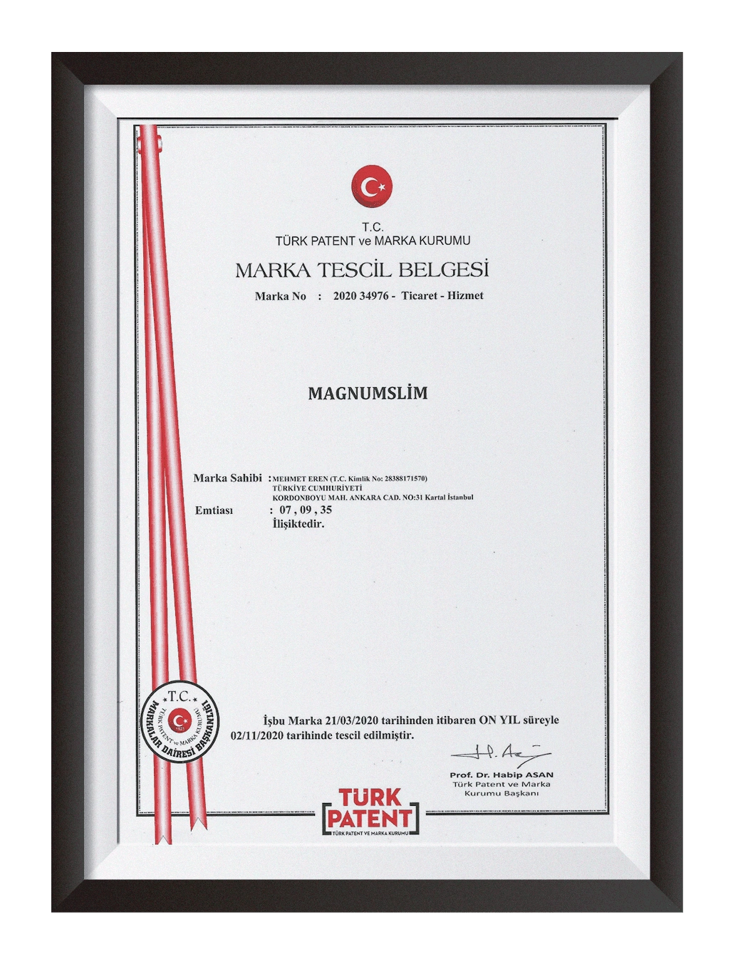 Magnum Slim Marka Tescil